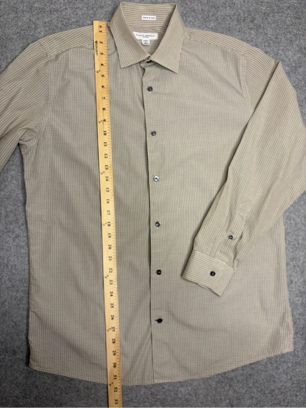 Banana Republic Men's Check Dress Shirt in Beige and Navy